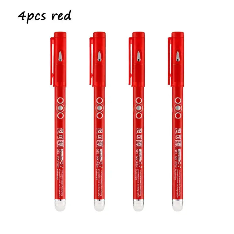 4-pack red heat-erasable gel pens with 0.7mm bullet nibs from Simples Market