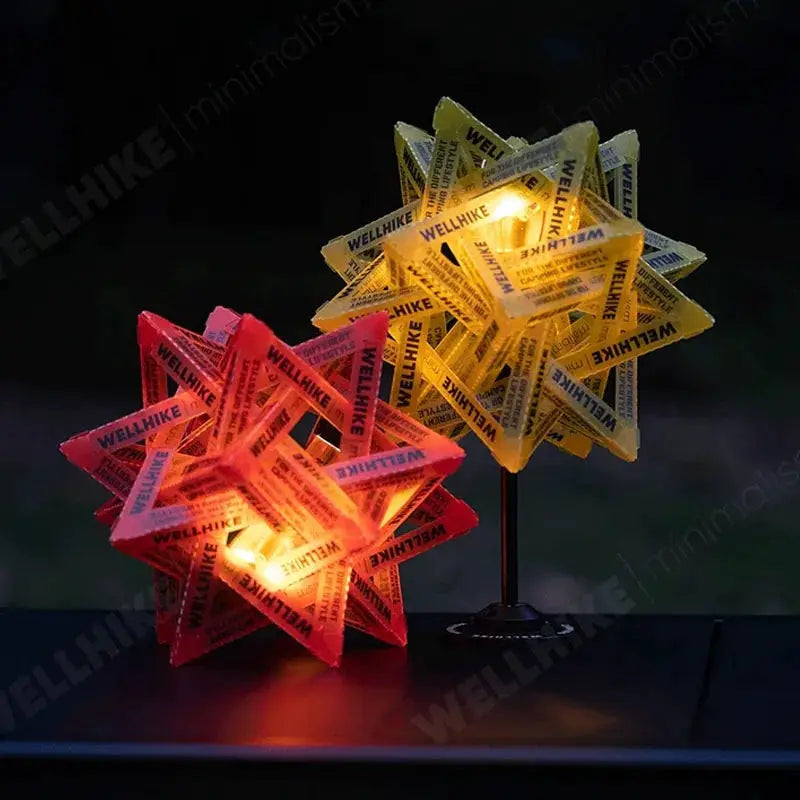 WELLHIKE star camping lanterns, red and yellow, 2-pack illuminated decorative lamps for camping tents