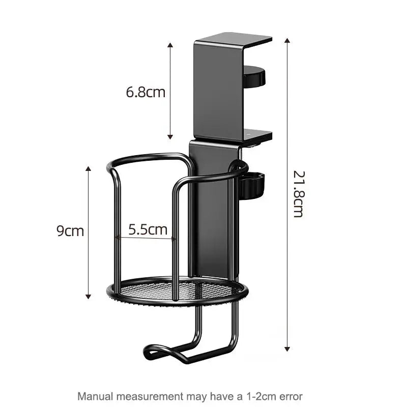 2 In 1 No Drill Desk Cup Holder Adjustable Arm Clamp Stand With 360 Degree Rotation Table Edge Clamp Anti Fall
