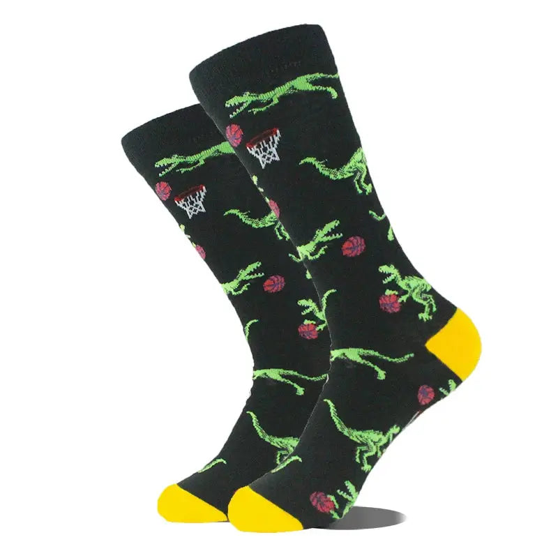 Cotton Happy Funny Socks For Men Women Unisex Crew Socks Alien Planet Shark Dinosaur Novelty Design