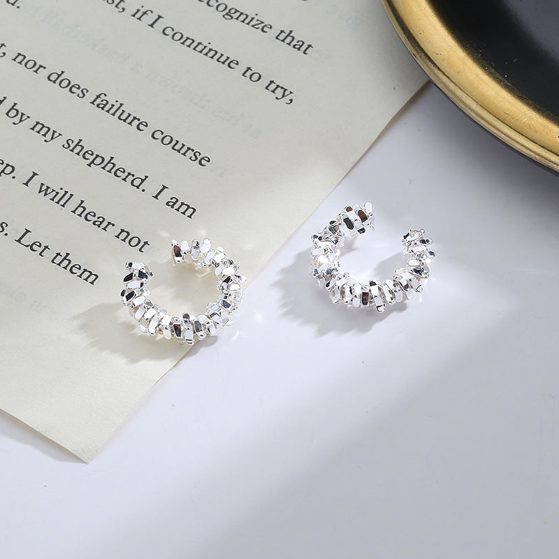 Silver irregular star clip earrings, ear cuffs for women, pair of fashion jewelry