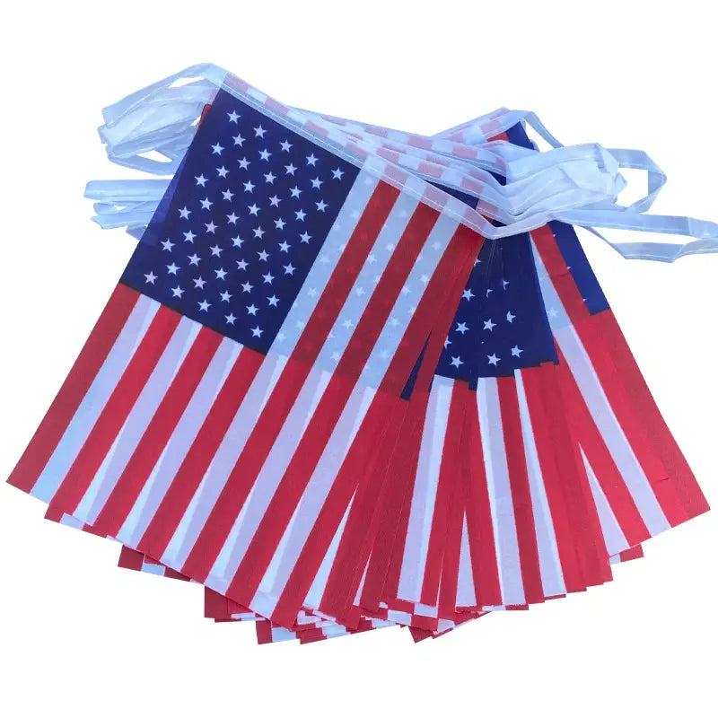 20 Pcs American String Flags Set USA Bunting Banner Small US Flags