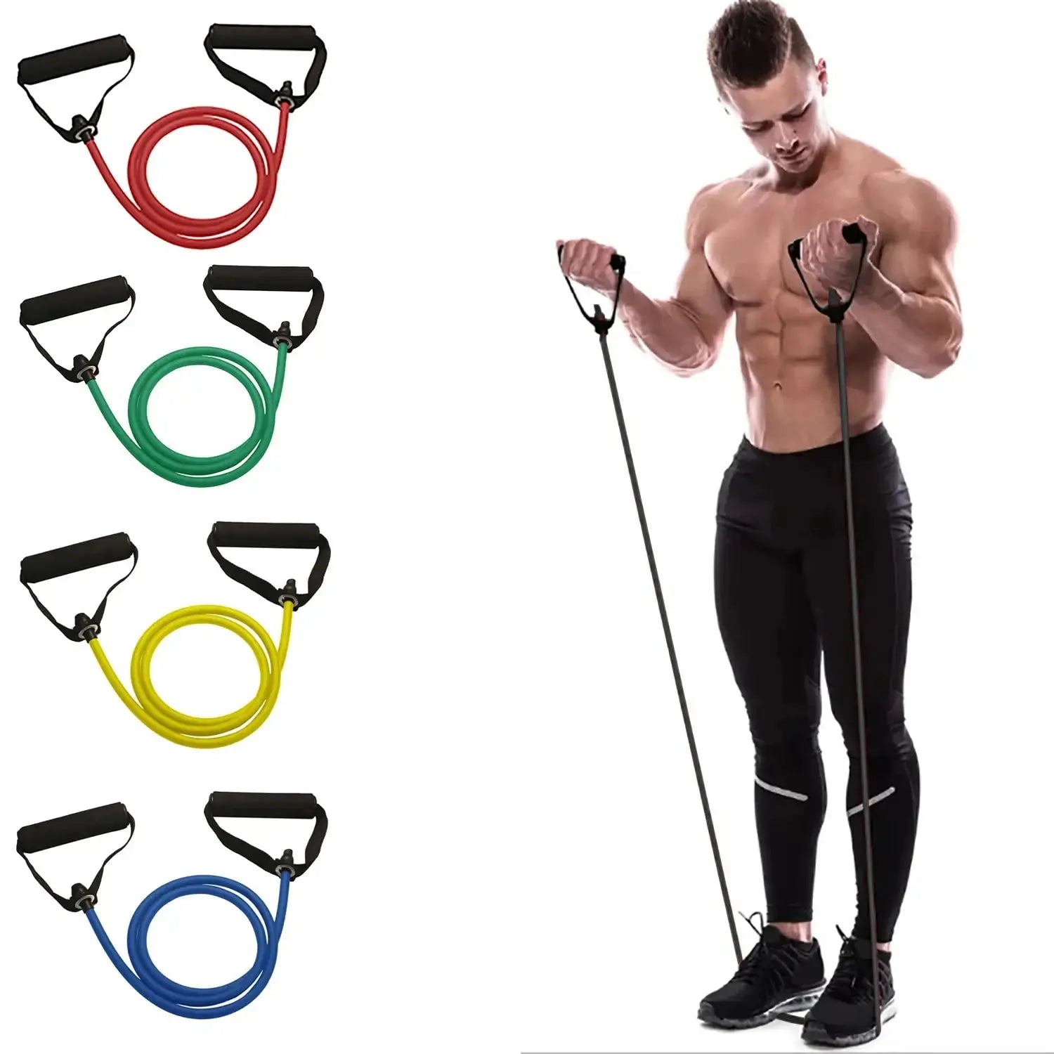 Resistance Bands With Handles For Home Workouts Exercise Bands For Men And Women Strength Training Equipment