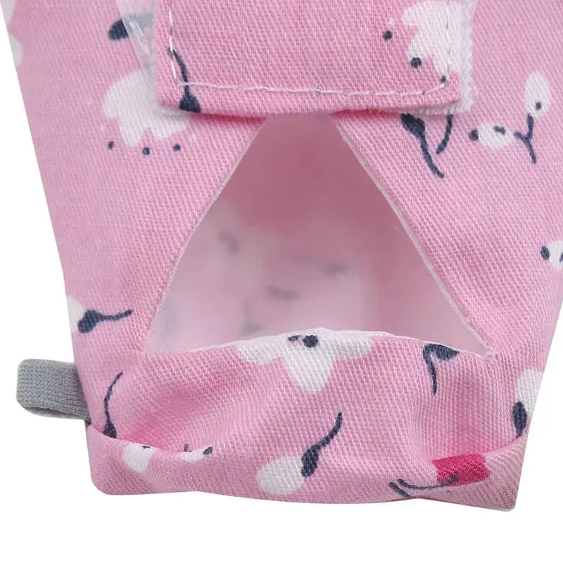Parrot diaper with bowtie for small birds, pink fabric with white bird print, Simples Market