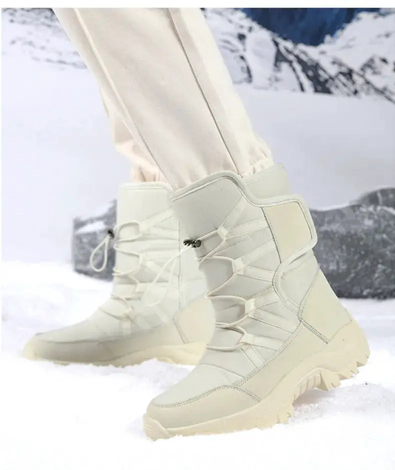 Mens Winter Boots Waterproof Plush Lined Non Slip Outdoor Hiking Ankle Boots All Weather Warmth