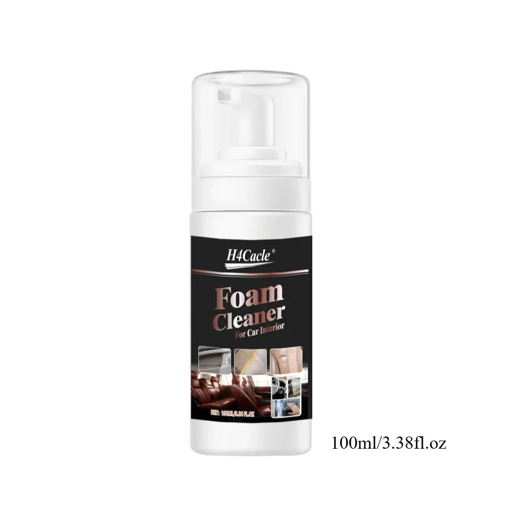 Foam Cleaner For Car Interior spray bottle, white plastic with clear cap, H4Cacle 100 ml
