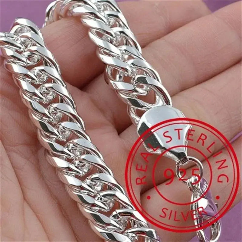 925 Sterling Silver Fine Chain Bracelet For Women And Men With Charms Wedding Gift Fashion Jewelry