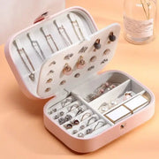 Portable Leather Jewelry Box Organizer Case Travel Storage Zipper Jewelry Display