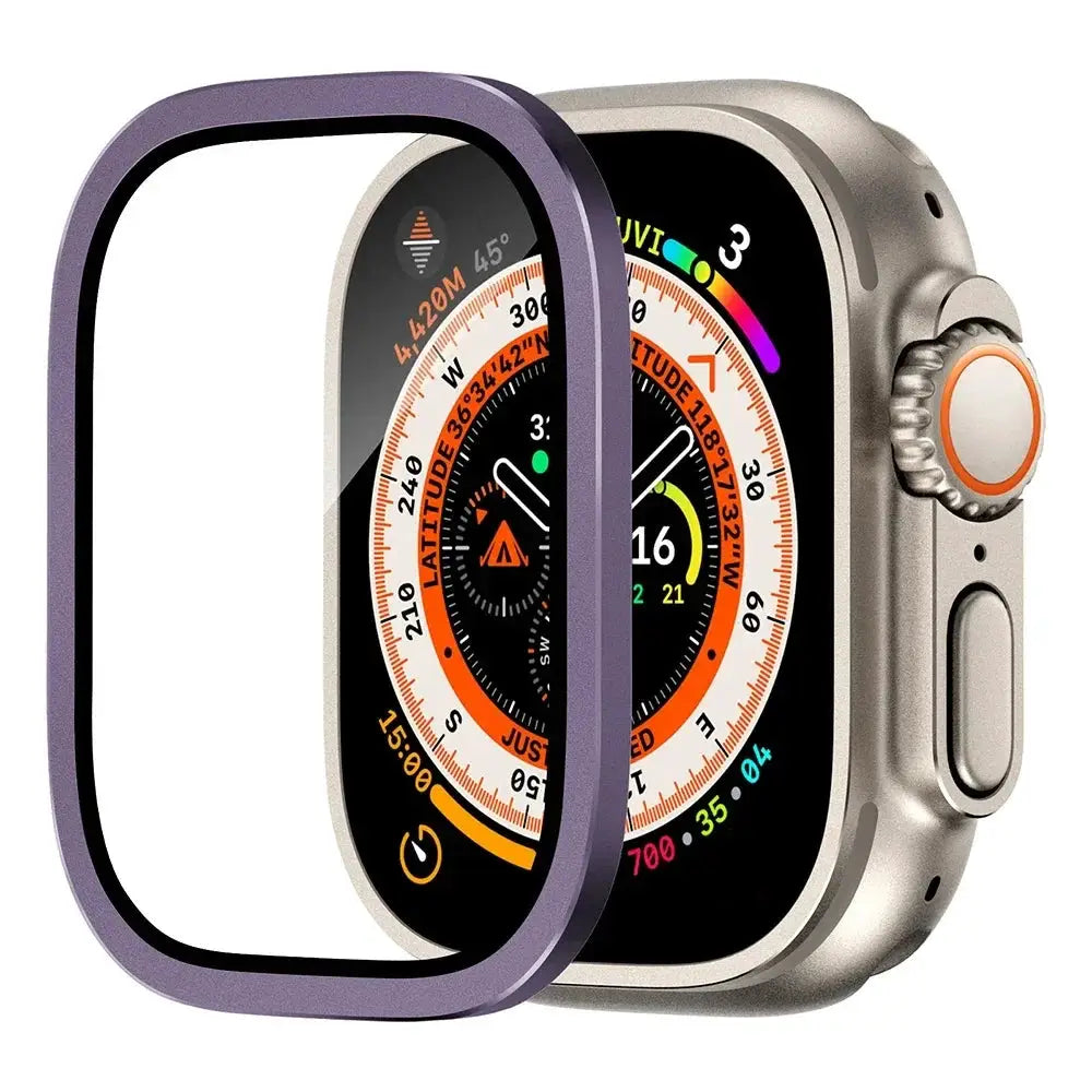 Aluminium Alloy Case+Tempered Glass for Apple Watch Ultra 2 49mm Anti-Scratch Screen Protector for iWatch Ultra 49mm Cover Film