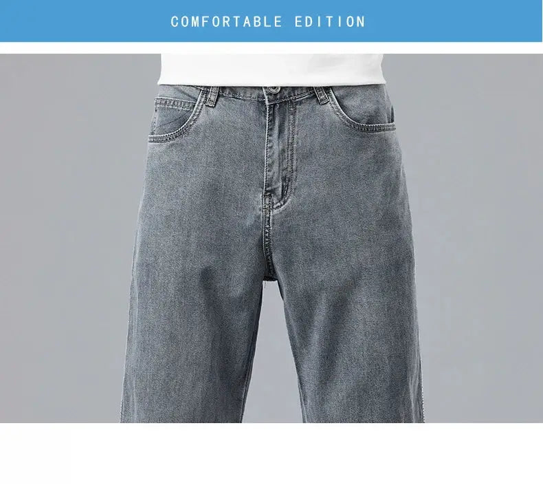 Men's light-wash denim jeans, loose straight fit, Simples Market