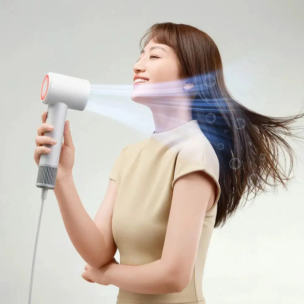 MIJIA H501 SE hair dryer in white and gray with high-speed airflow