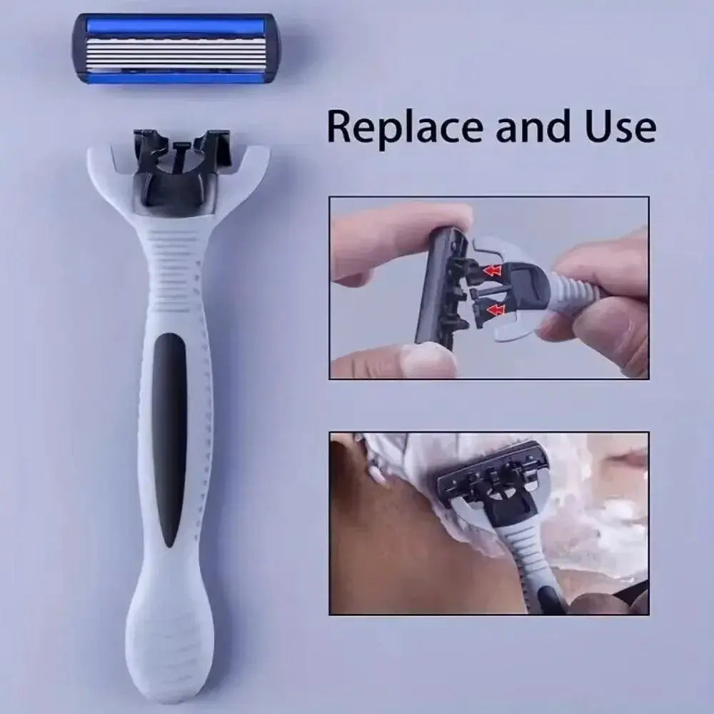 PrimeBlade Mens Safety Razor Stainless Steel Manual Razor With 6 Layer Replaceable Blades For Close Shave