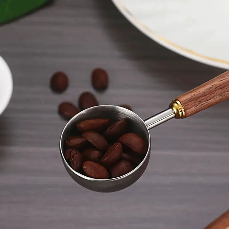 25ml Stainless Steel Coffee Scoop With Walnut Wood Long Handle