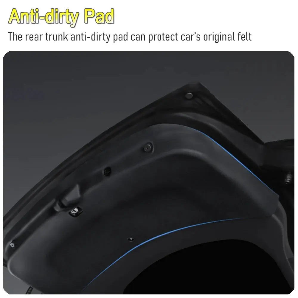 Trunk mat for Tesla Model Y Juniper 2025–2026 by Simples Market, black with blue edge trim