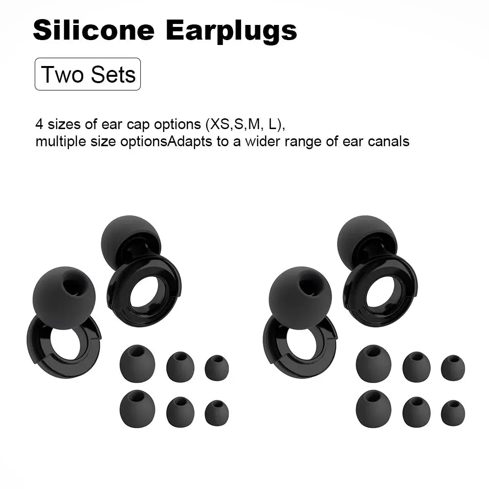 HUAK Quiet Ear Plugs Noise Reduction Reusable Hearing Protection 8 Soft Silicone Ear Tips XS S M L Sleep Swim Work