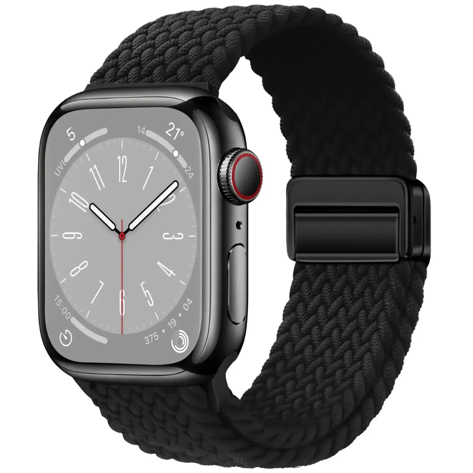 Braided Apple Watch band, black woven strap for 38-49mm models by Simples Market