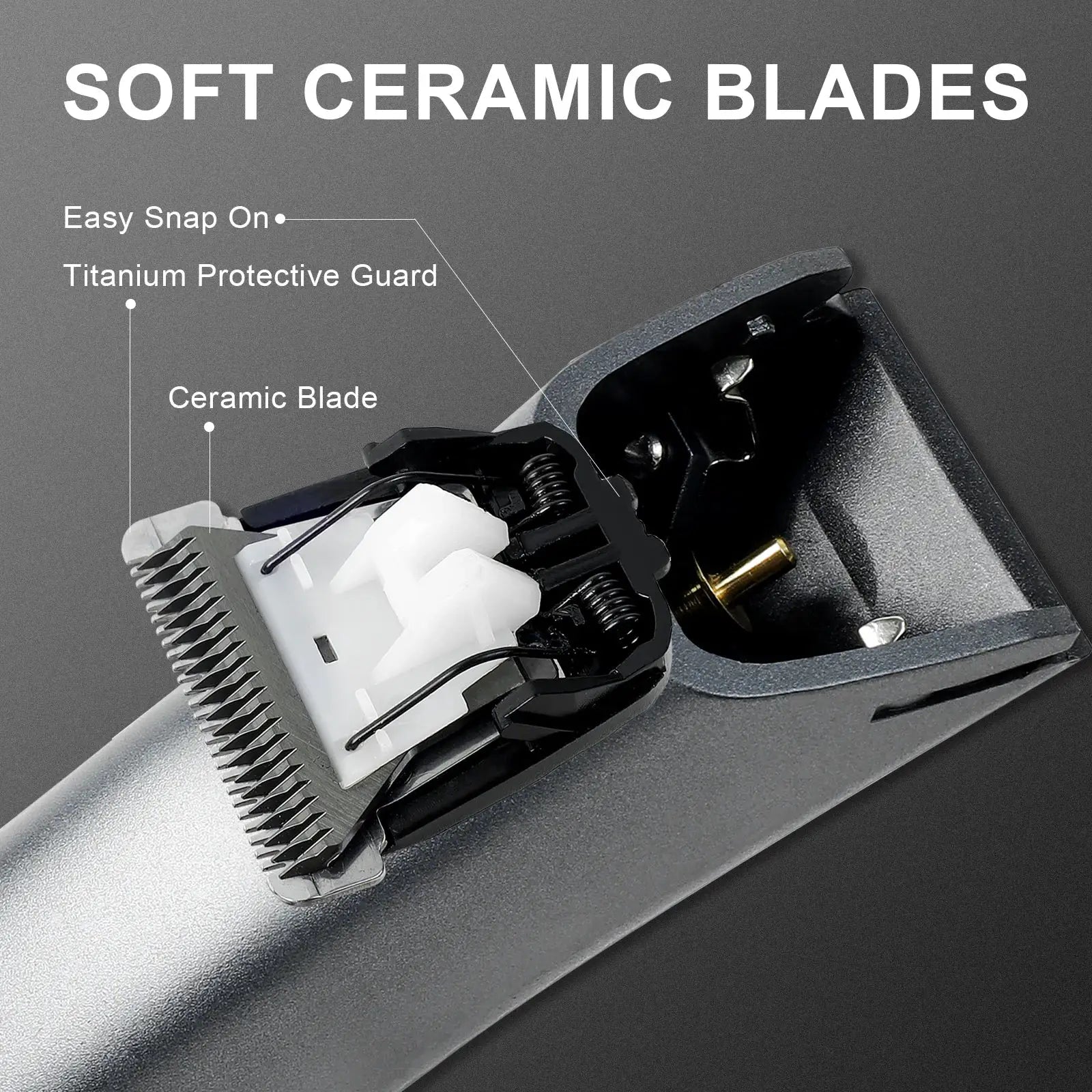 Electric groin hair trimmer for men with replaceable ceramic blade and gray body