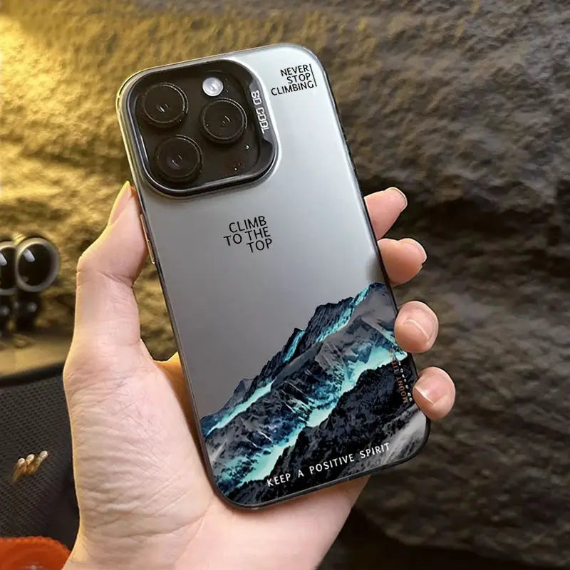 SnowPeak Snow Mountain Sunset Electroplate Phone Case For iPhone 11 To 16 Pro Max Durable Silver Shield