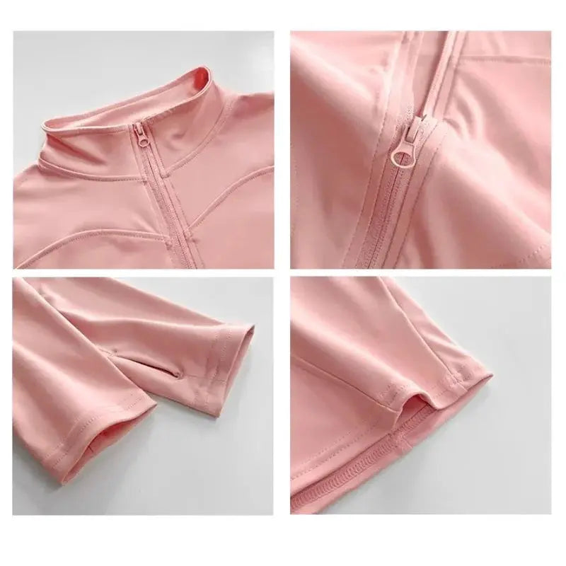 Sun Quick Drying Womens Sports Coat Slim Fit Yoga Jacket With Full Length Zipper For Running And Fitness
