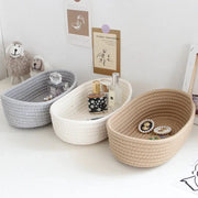 Simples Market woven storage baskets; set of three desk organizers in gray, white and beige for cosmetics and stationery