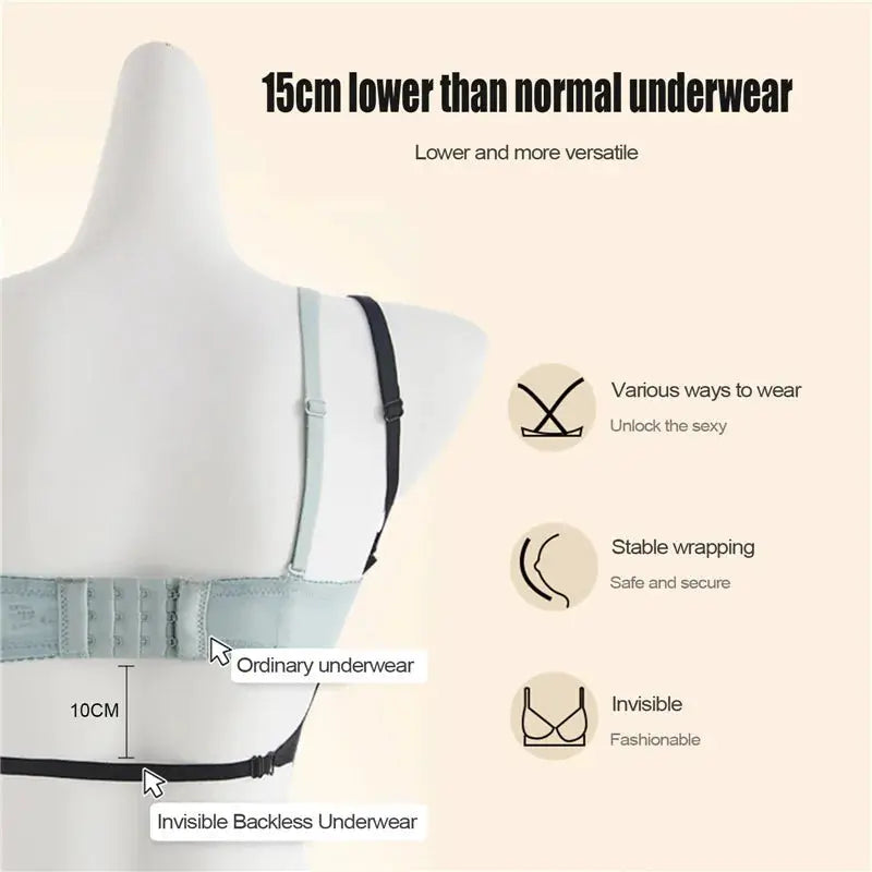 Invisible backless bra by Simples Market for dresses with transparent straps and dual-strap design