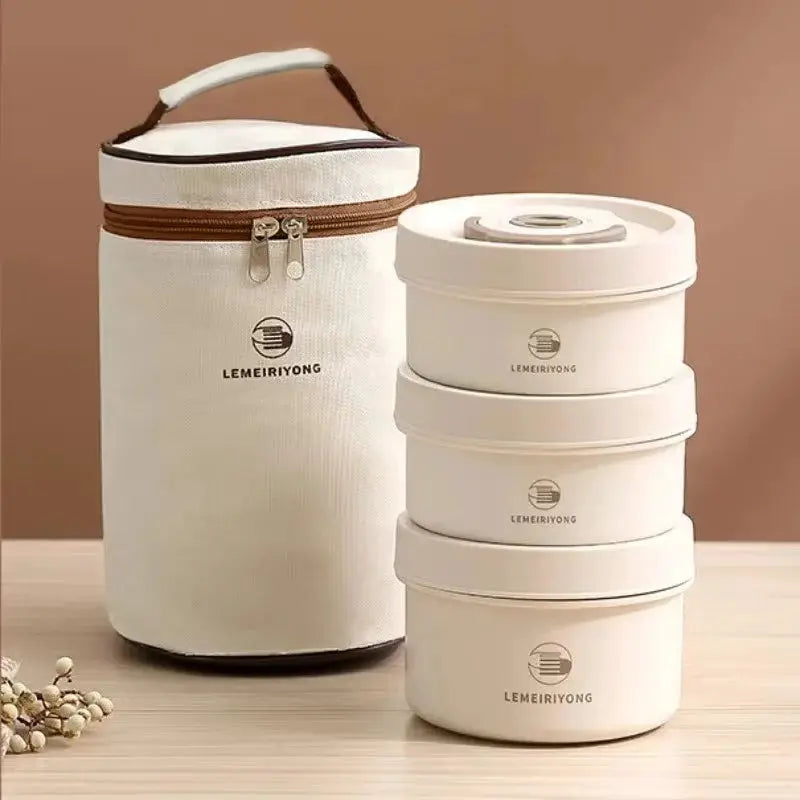 Portable Insulated Stainless Steel Lunch Box Set With Stackable Bento Compartments For Fresh All Day Meals