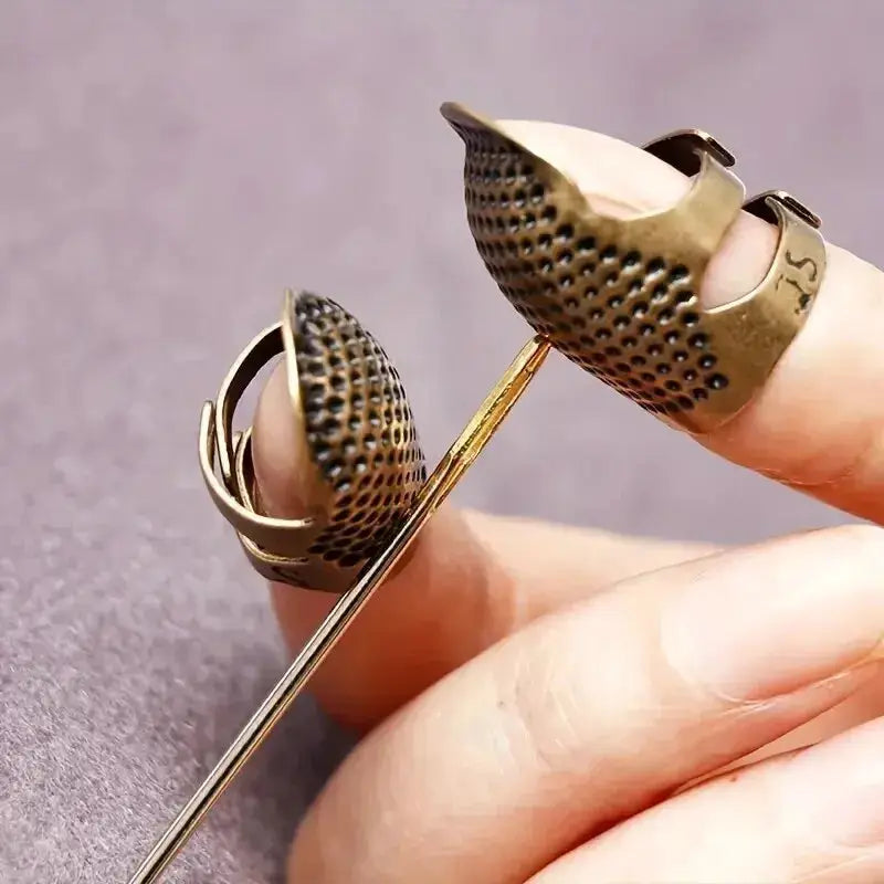 Adjustable Vintage Sewing Thimble Handmade Non Slip Embroidery Ring Finger Holder