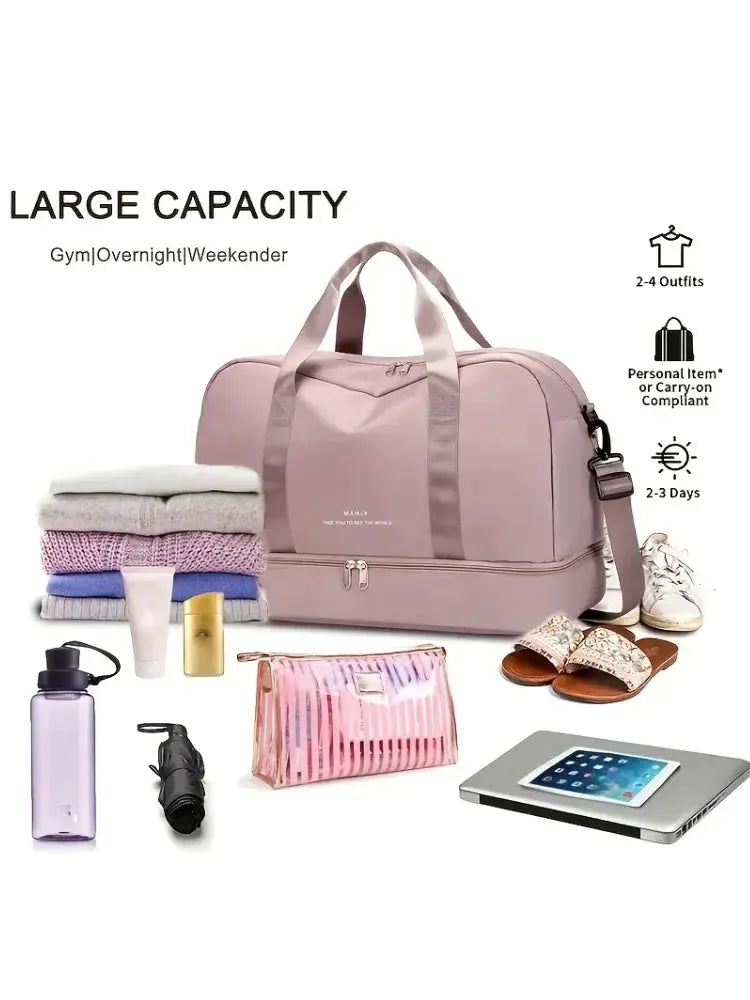 VoyageEase Expandable Travel Duffle Bag For Women Large Capacity Lightweight Weekend Getaway Carrier
