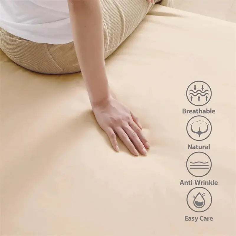 Egyptian Cotton Fitted Sheet by Simples Market, beige, breathable and easy-care.