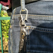 Bottle Opener Multifunctional Carabiner keychain in stainless steel by Simples Market, with hex driver.