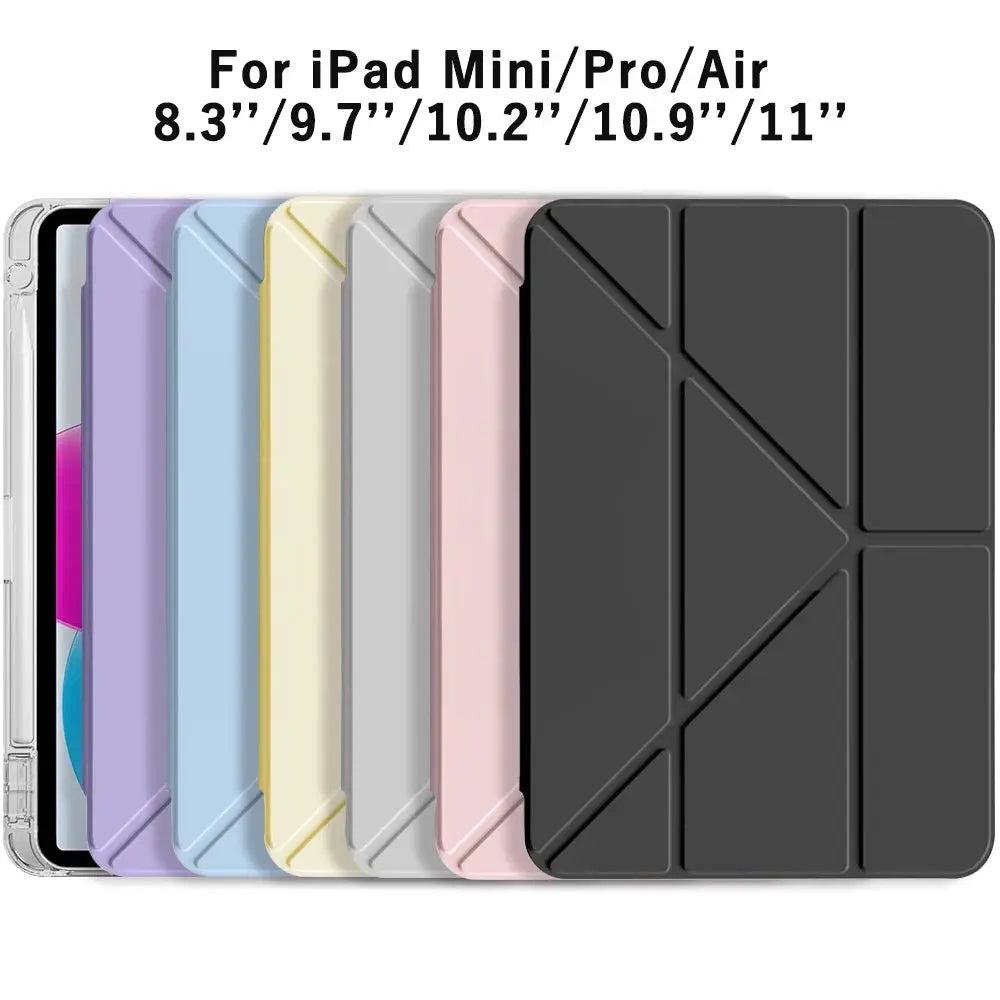 AuroraGuard 3Y Fold Flip Clear Case For iPad 10Th And 11Th Gen 2025 10.2 Inch Ultra Slim Transparent PU Cover
