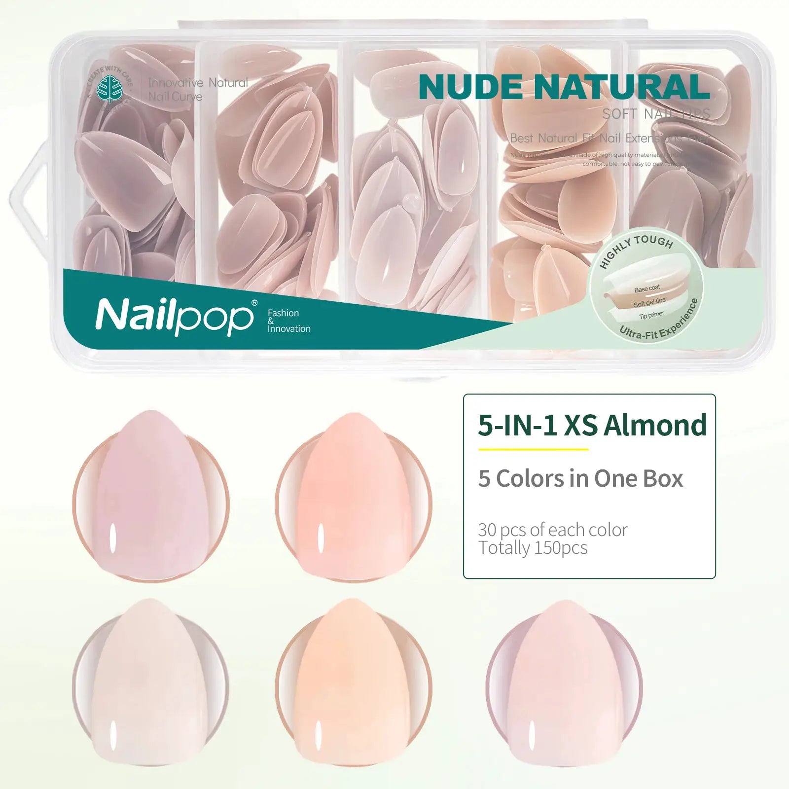 Nailpop 3 In 1 Nude Natural Soft Nail Tips Set 140 Pieces Press On Nails Gel Extensions Ultra Fit Easy Manicure