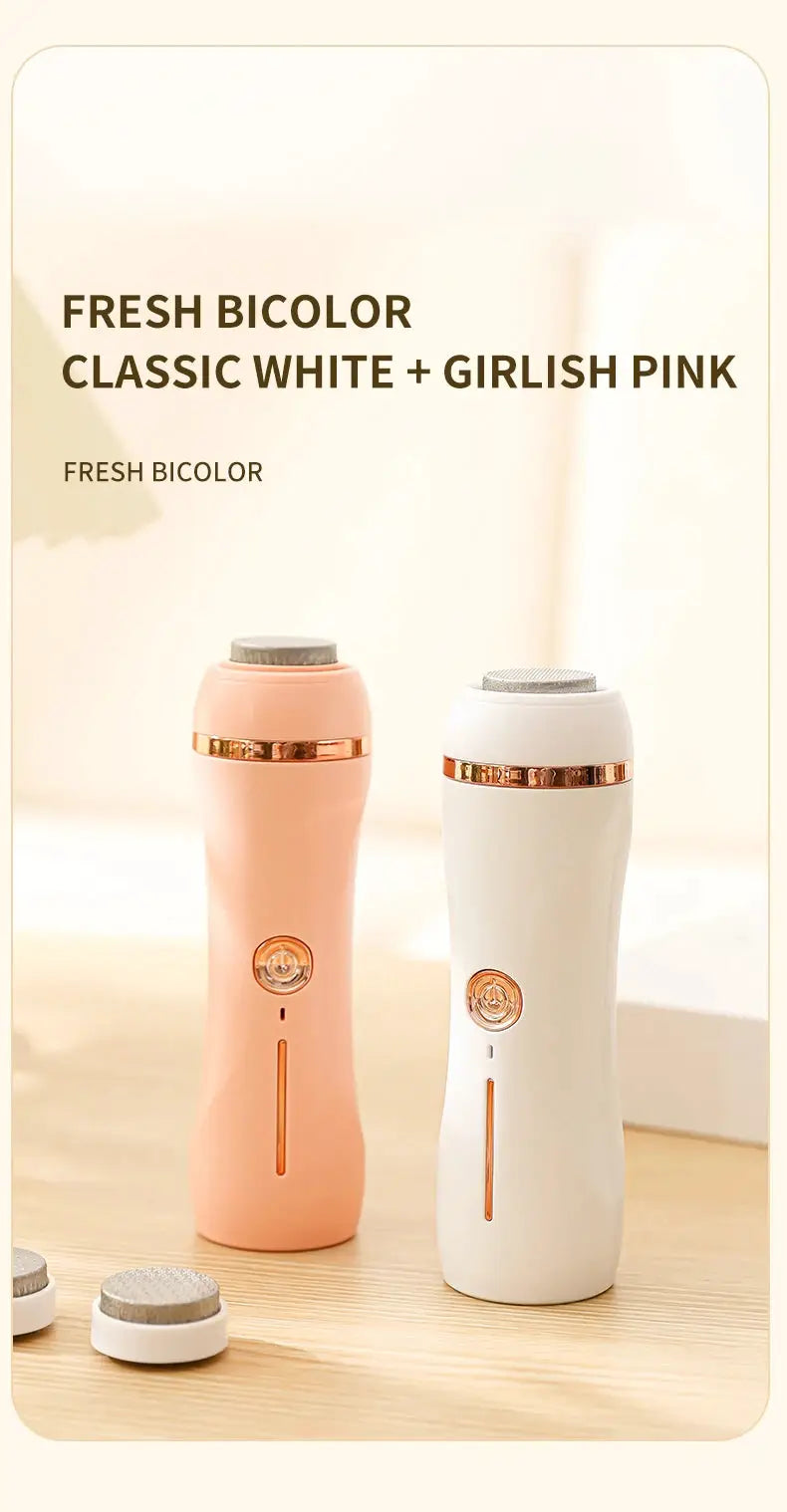 Simples Market HOMEFISH electric foot grinders set in pink and white with rose-gold trim, 2-pack for home pedicure and callus removal.