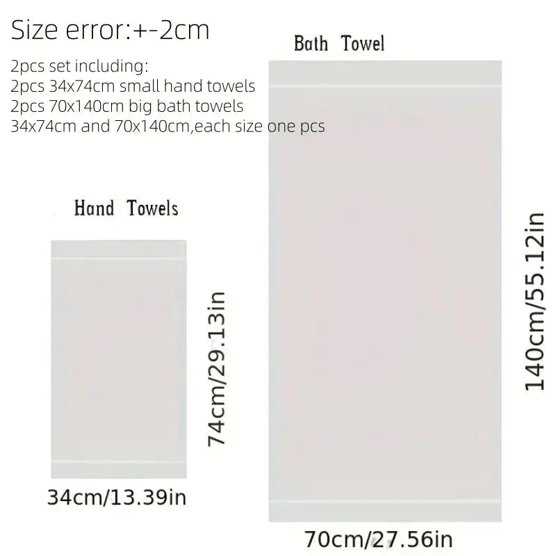 Simples Market bamboo fiber towel set: 2 hand towels (34x74 cm) and 2 bath towels (70x140 cm)