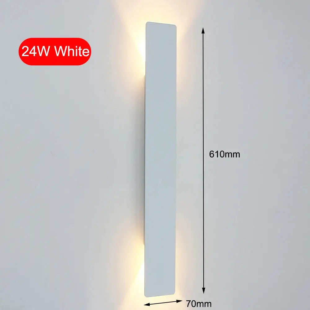 Modern LED indoor wall lamp by Simples Market; aluminum vertical fixture, white finish, 24W, 610mm tall, 70mm wide