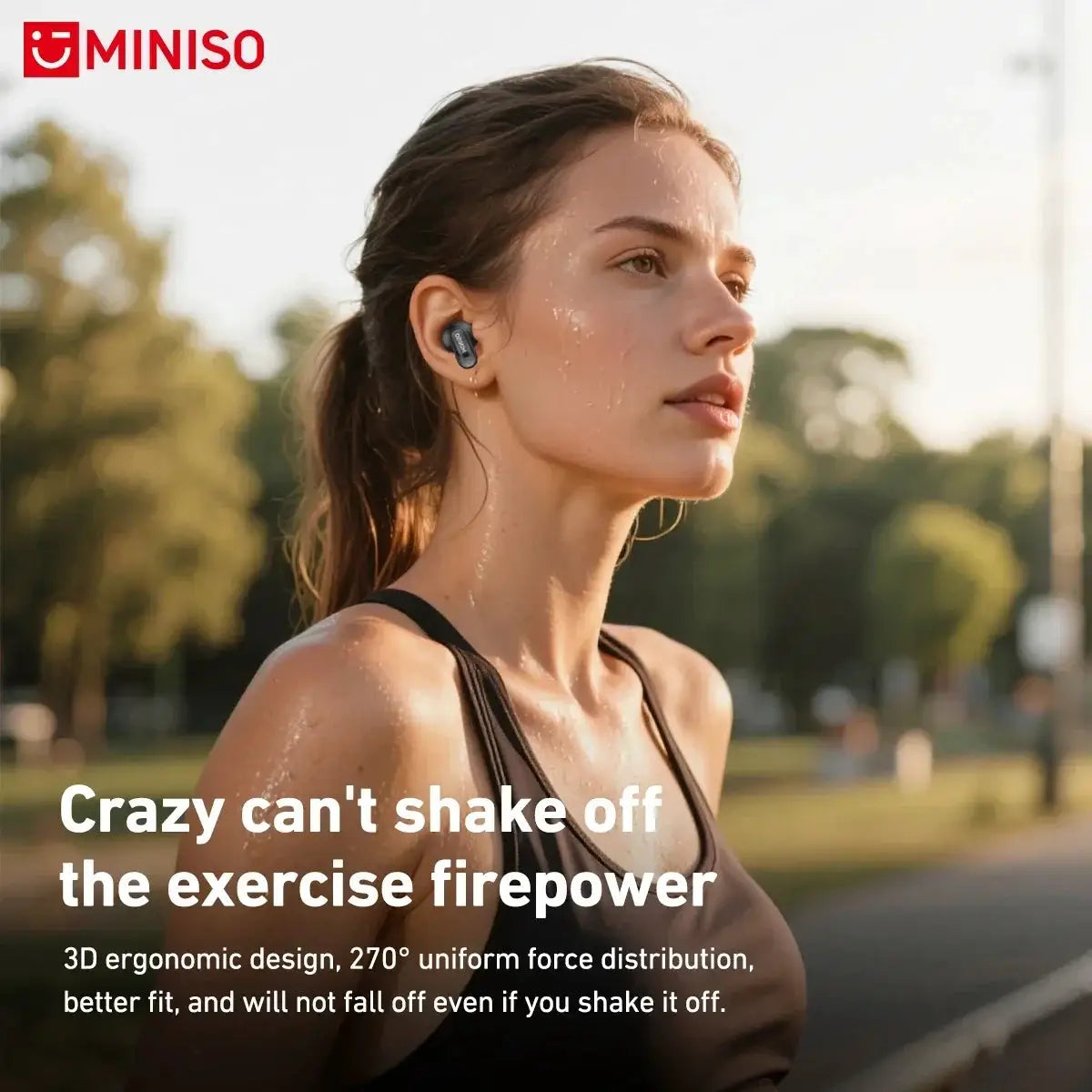 MINISO MS105 Bluetooth in-ear earbuds, black wireless headphones with IPX5 waterproof rating