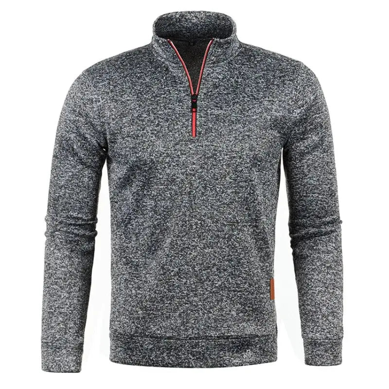 Autumn Men's Half Zip Sweatshirt With Turtleneck Long Sleeve Solid Color Streetwear Winter Warm Jacket