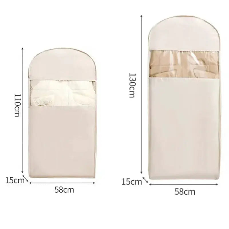Clothing compression bag by Simples Market, beige wardrobe organizer for jackets.