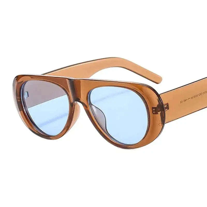 Designer Oval Sunglasses Large Frame Colorful Mirror Lenses for Men and Women Unisex UV Protection