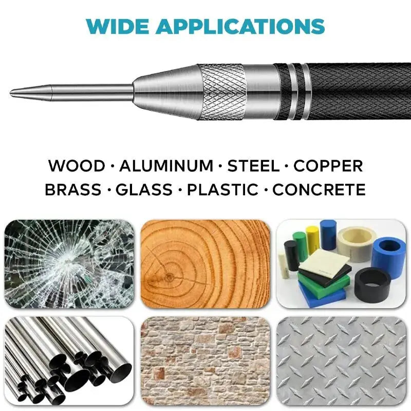 Two Piece Auto Center Punch Set Spring Type Automatic Center Punch Glass Breaker Window Breaker Centering Punch Tool