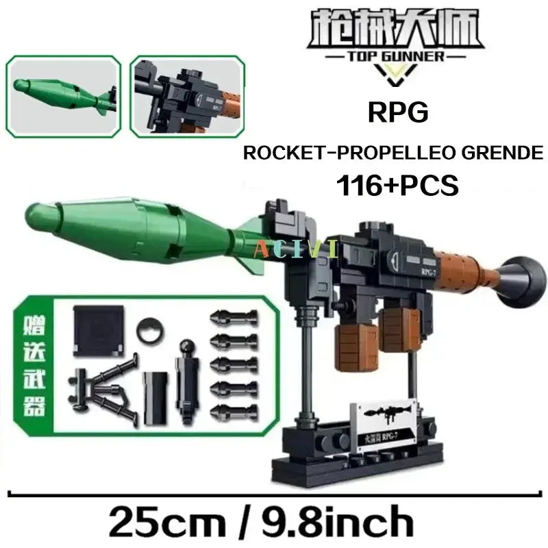 Technical Building Block Set Military Weapon Models Including AK47 Revolver Submachine Gun Sniper Barrett For Kids