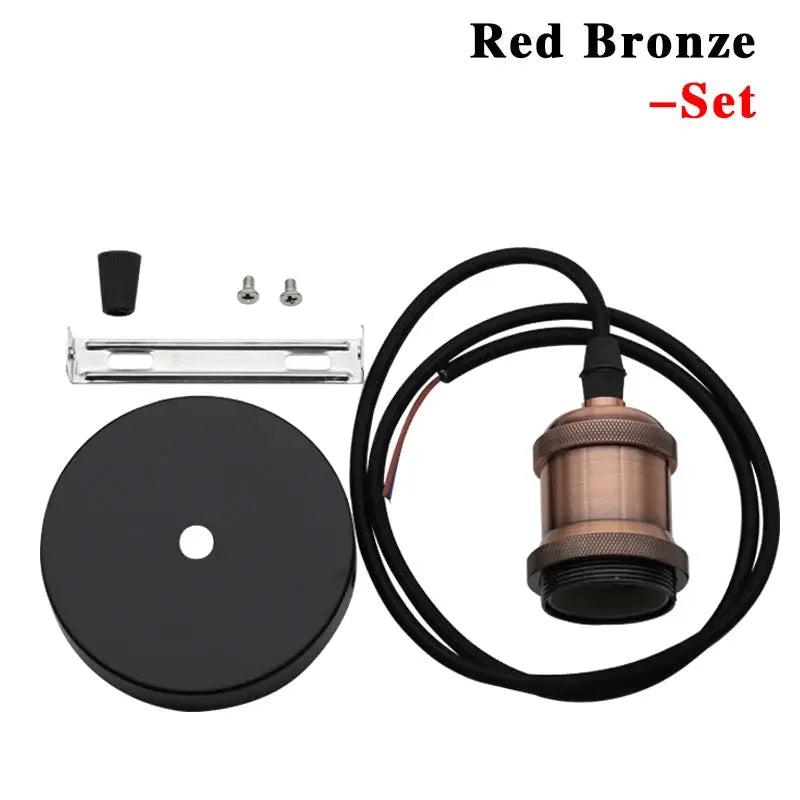 Simples Market red-bronze aluminum pendant light kit with black cord, canopy and mounting hardware