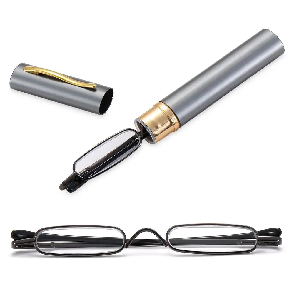 Elegant Reading Glasses Metal Frame Ultra Thin Design Lightweight Portable Mini Eyewear For Men And Women With Case
