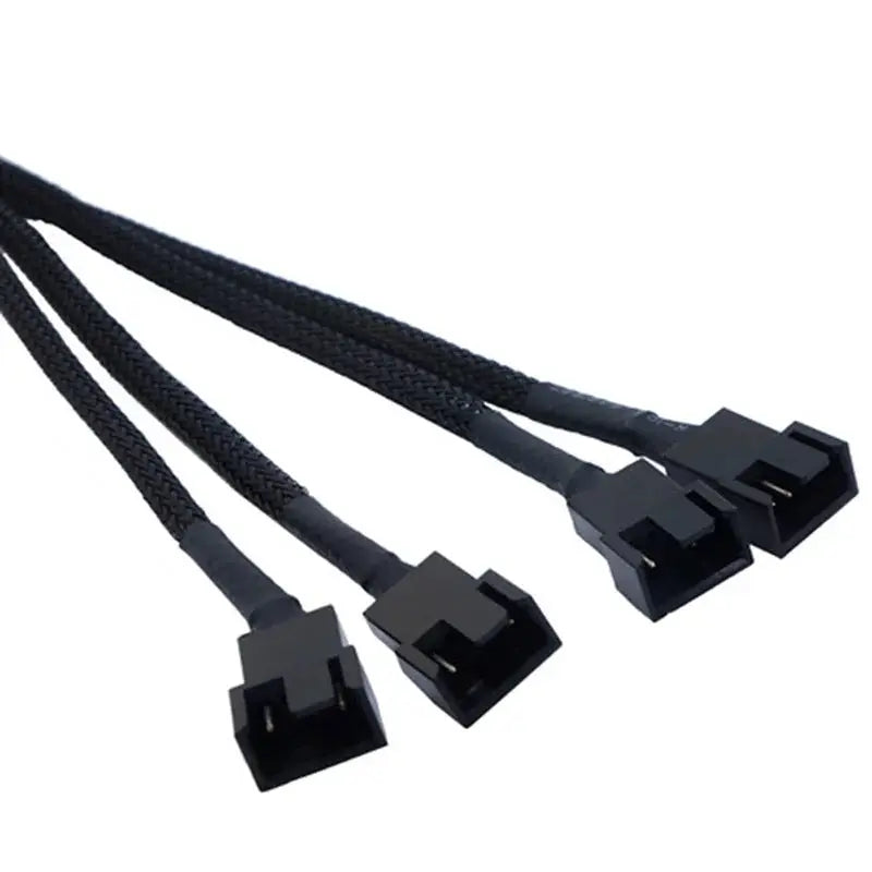 4 Pin PWM Fan Splitter Cable 1 To 4 3 2 1 Ways Black Sleeved 27cm Extension PWM Cables