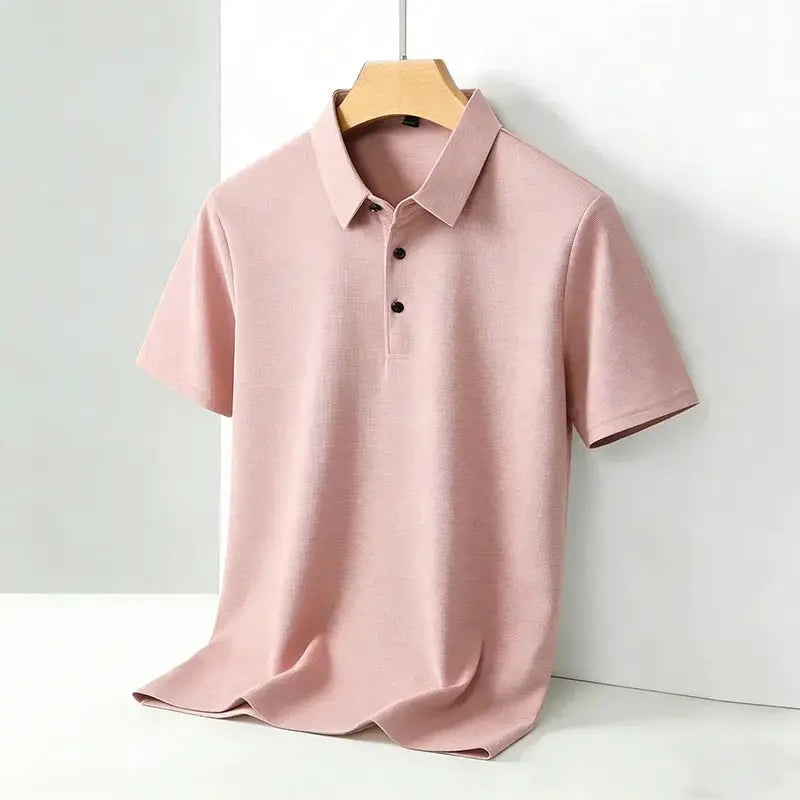 Men's pink short-sleeve polo shirt by Simples Market, casual summer wear