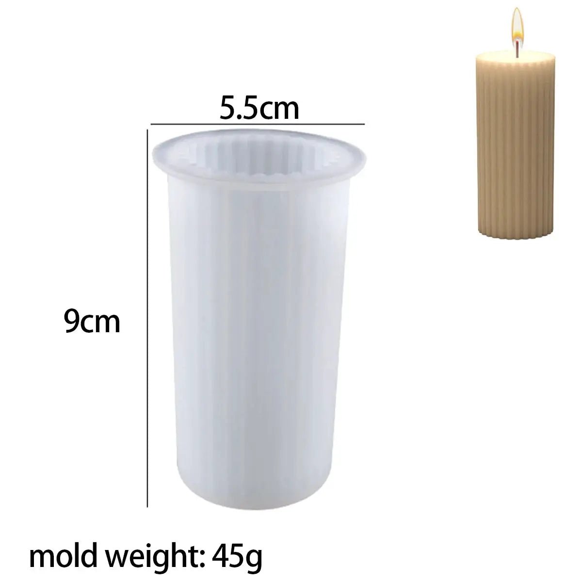 Silicone Candle Mold Striped Roman Cylindrical Columnar Design For Diy Candle Making Handmade - Simples Market