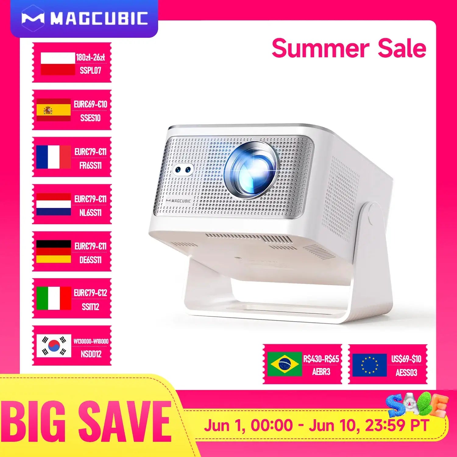 Magcubic HY350 Max Android 14 Portable Projector Auto Focus 8K 1080P