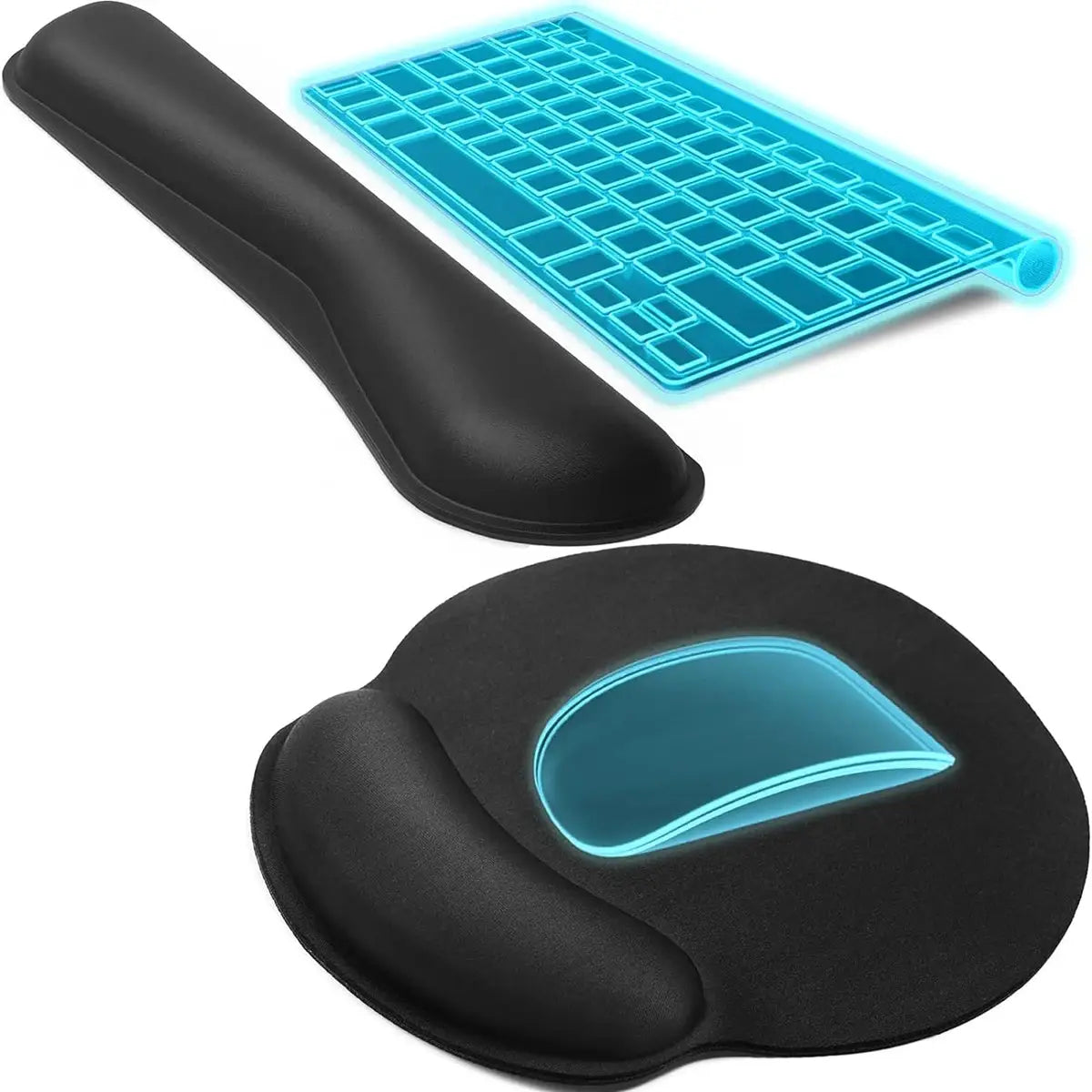 2 Piece Keyboard And Mouse Pad Wrist Rest Set With Silky Gel Memory Foam For Comfortable Ergonomic Keyboard And Mouse