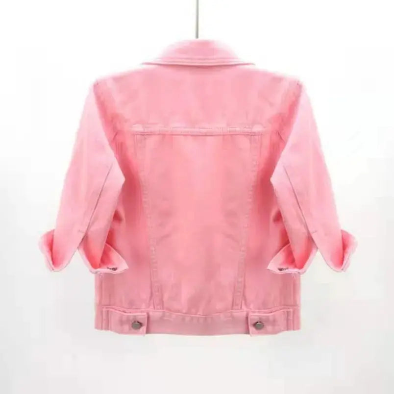UrbanDenim Women Denim Jacket For Spring And Autumn Turn Down Collar Casual Outerwear