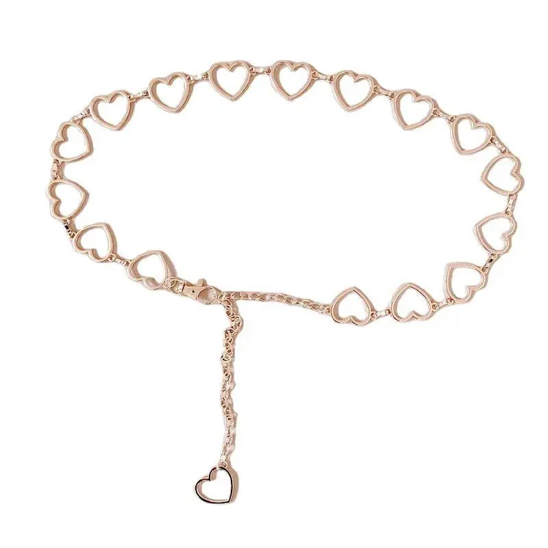 Women Heart Shaped Metal Waist Chain Belt For Fashionable Waistband Accessory Boho Style Jewelry